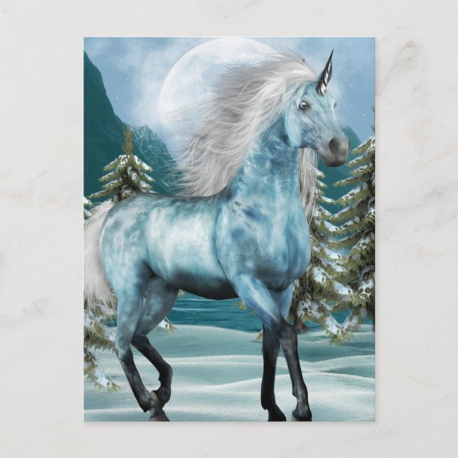 Unicorn in Moonlight Postcard Vykort (Framsida)