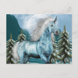 Unicorn in Moonlight Postcard Vykort