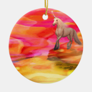 Unicorn in Payed Desert Julgransprydnad Keramik