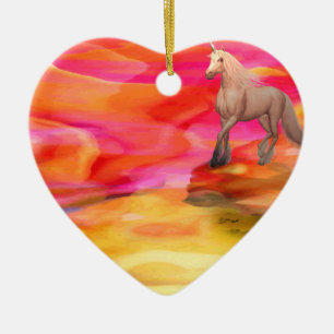 Unicorn in Payed Desert Julgransprydnad Keramik
