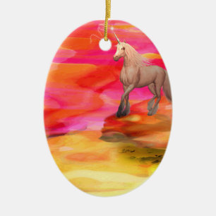 Unicorn in Payed Desert Julgransprydnad Keramik