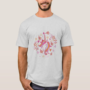 Unicorn in Rosa and Orange T-Shirt