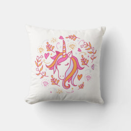 Unicorn in Rosa and Orange T-Shirt Kudde