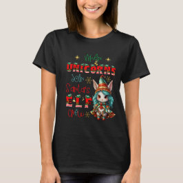 Unicorn in Santa's Elf Crew Tee