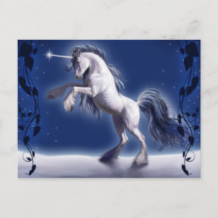 Unicorn in Snö Fantasy Post Card Vykort