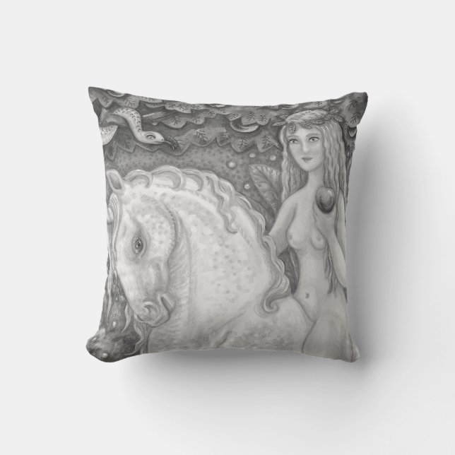 Unicorn in the Garden of Eden KVÄLL PILLOW Fantasy Kudde (Framsida)
