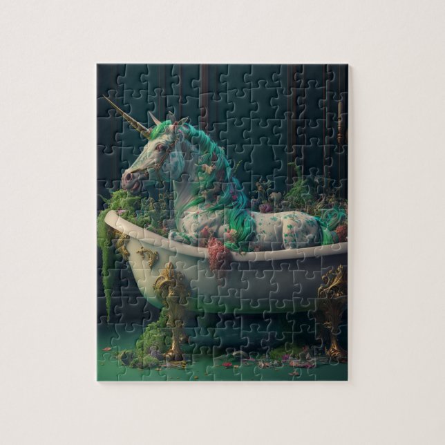 Unicorn in the Tub Fullt of Plants Pussel (Vertikal)