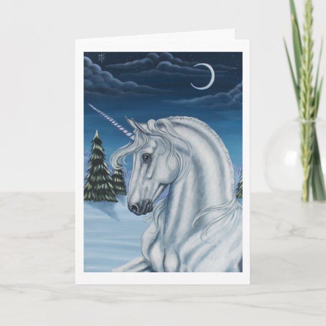 Unicorn in Winter Peace Card Helgkort (Framsida)