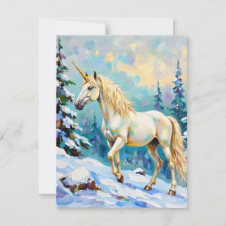 Unicorn in Winter Vykort
