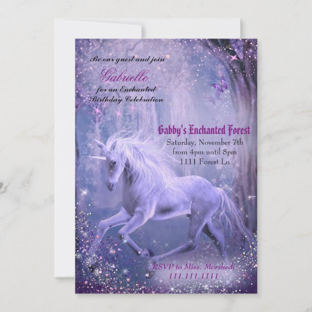 Unicorn-inbjudningar, Unicorn Birthday-inbjudninga Inbjudningar (Framsida)