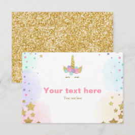 Unicorn Insert card Rosa Guld Girl Inbjudningar
