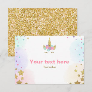Unicorn Insert card Rosa Guld Girl Inbjudningar