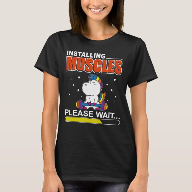 Unicorn Installations Muscles, vänta på Fitne T Shirt (Framsida)