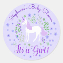 Unicorn its A Girl Lila Baby Shower Personlig
