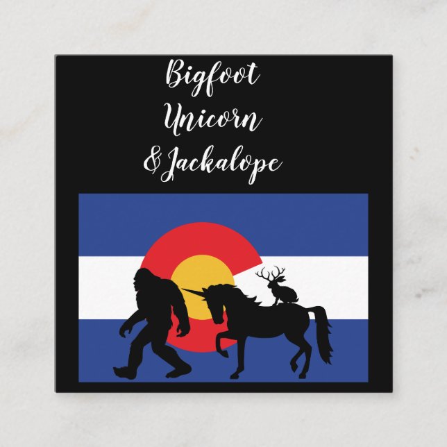 Unicorn Jackalope och Bigfoot Fyrkantigt Visitkort (Framsida)