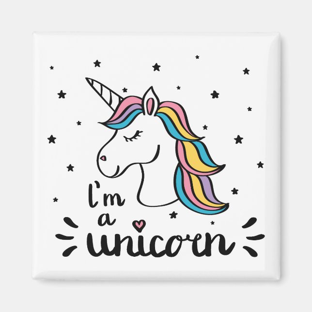 Unicorn | Jag är en enhörning Magnet (Framsidan)