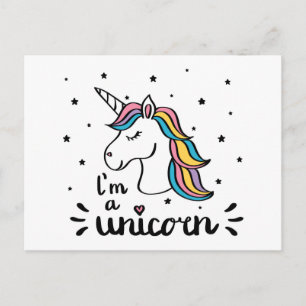 Unicorn Jag är en enhörning Vykort
