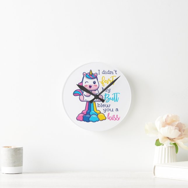 Unicorn, jag satte inte min knut på dig. rund klocka (Hem)
