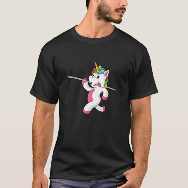 Unicorn javelin throw track and field discus field t shirt (Framsida)