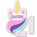 Unicorn Juice Cute Girly Anpassningsbar Personlig  Klistermärken<br><div class="desc">Unicorn Juice Cute Girly Anpassningsbar Personlig Name Stickers Labels har en söt unicorn med personlig namn och texten "Unicorn Juice" i modern handskriven manustypografi. Anpassa genom att redigera texten i textrutan. Perfekt för vattenflaskor,  födelsedagsfester och gåvor. Designad av ©Evco Studio www.zazzle.com/store/evcostudio</div>