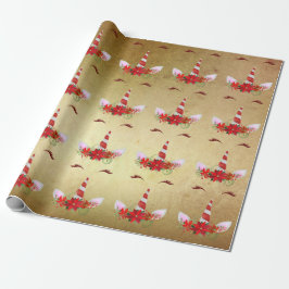 Unicorn jul Helgdag Red Guld Blommigt Classy Presentpapper