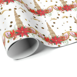 Unicorn jul Helgdag Red Guld Glitter White Presentpapper