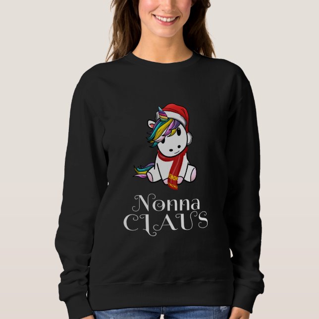 Unicorn jul Nonna Claus Matching Pajama Sant T Shirt (Framsida)
