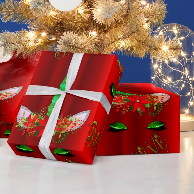 Unicorn jul Tro Red Presentpapper (Helgdagar)