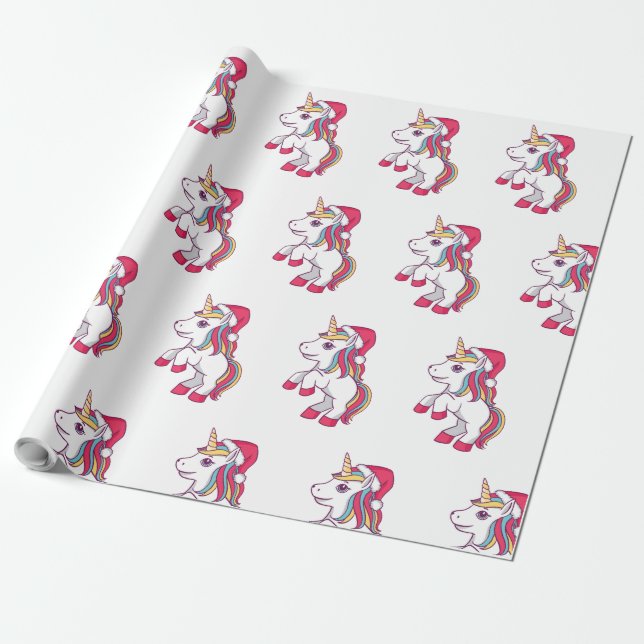 Unicorn-julafton Wrapping Papper, Unicorn Presentpapper (Utrullad)