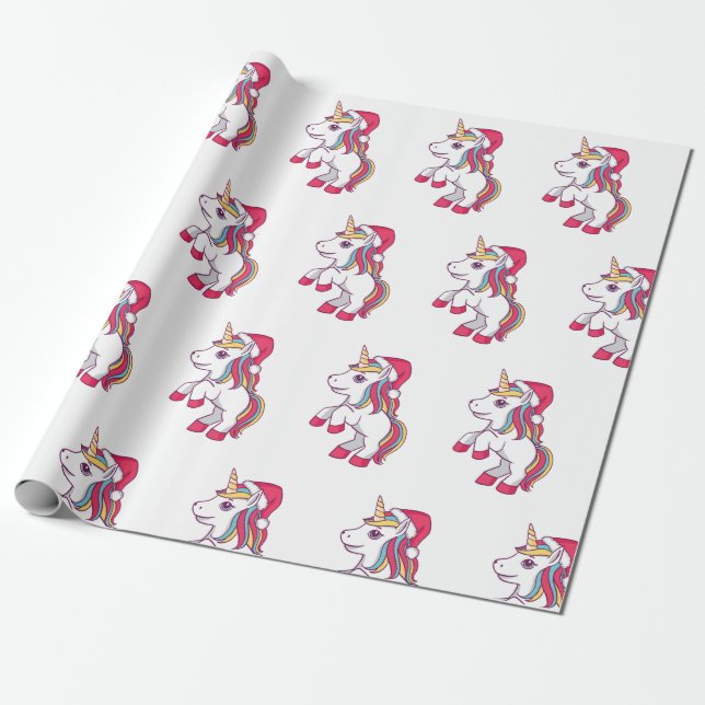 Unicorn-julafton Wrapping Papper, Unicorn Presentpapper (Utrullad)