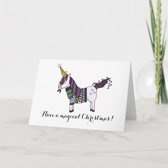 Unicorn-julkort Helgkort (Framsida)