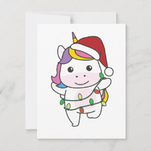 Unicorn julvinter Animals Helgdag Unicorns Julkort