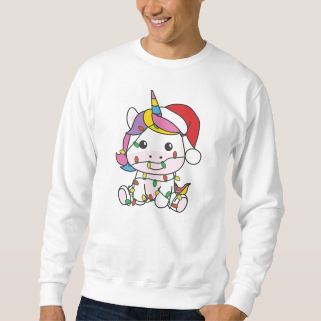 Unicorn julvinter Animals Helgdag Unicorns Lång Ärmad Tröja (Framsida)