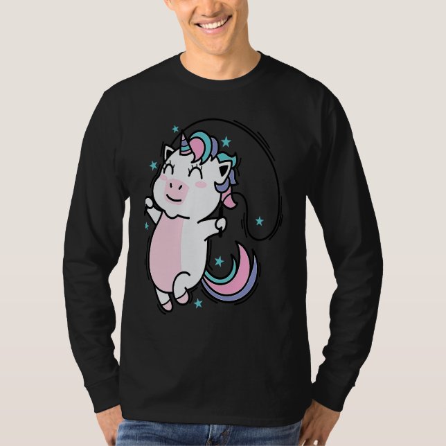 Unicorn jumping Rope Mythical Creature Sport T Shirt (Framsida)