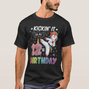 Unicorn Karate 12:e Birthday Tolv 12 år gammal t Shirt