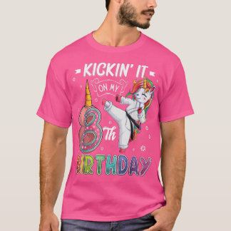 Unicorn Karate 8th Birthday Eight 8 Years Old Taek T Shirt