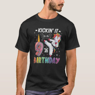 Unicorn Karate 9:e födelsedagen 9 år gammal Taekw T Shirt