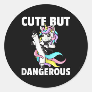 Unicorn Karate Gift Girl Taekwondo Jiu Jitsu Mma B Runt Klistermärke