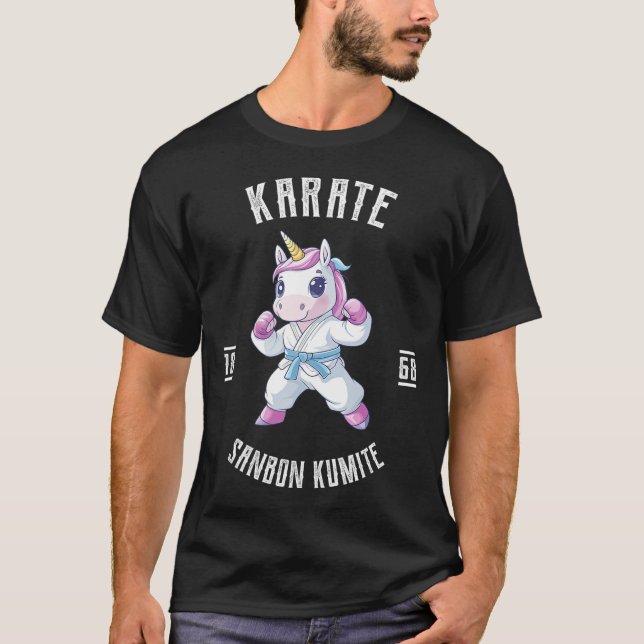 Unicorn Karate - Japansk martial Artist T Shirt (Framsida)