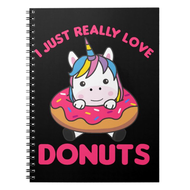 Unicorn Kärlek Donuts Unicorns är Rosa Anteckningsbok (Framsidan)