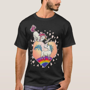 Unicorn Kärlek Heart Rainbow Valentine Day Cute Gi T Shirt