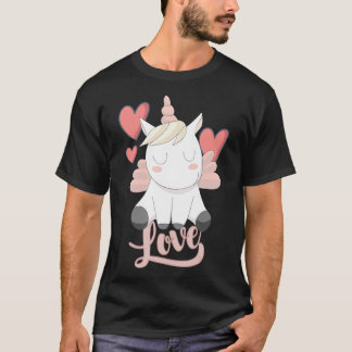 Unicorn Kärlek Heart Valentines day för kvinnor T Shirt