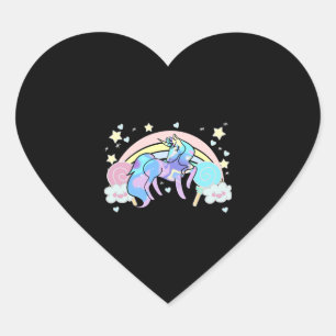 Unicorn KÄRLEK Hjärtformat Klistermärke