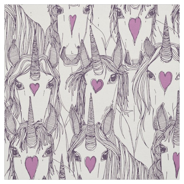 Unicorn kärlek indigo lila pearl tyg (Provkarta)
