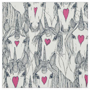 Unicorn kärlek indigo rosa pearl tyg