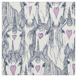 Unicorn kärlek marin orchid white tyg