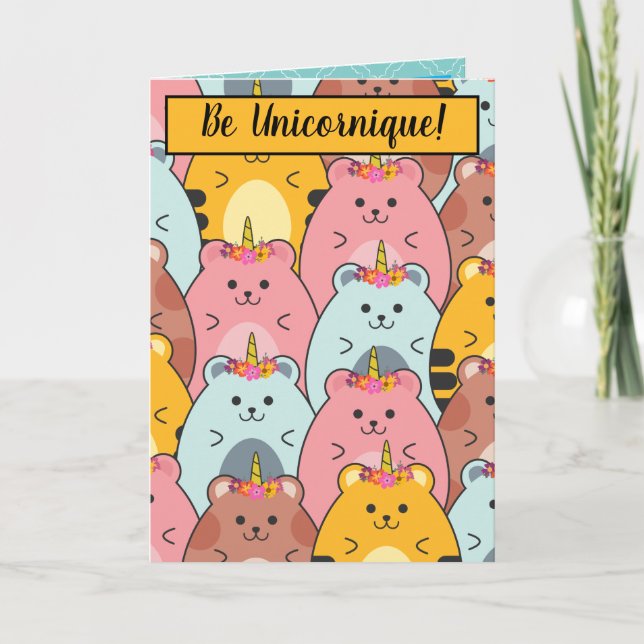 Unicorn Kattunge "be Unicornique", en av de bästa  Kort (Framsida)