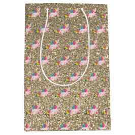 Unicorn Kawaii Rainbow Guld Glitter Gnistra