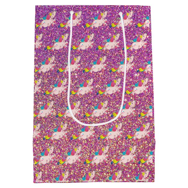 Unicorn Kawaii Rainbow Guld Lila Rosa Glitter (Baksidan)