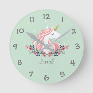 Unicorn Kids Nursery Wall Clock Rund Klocka